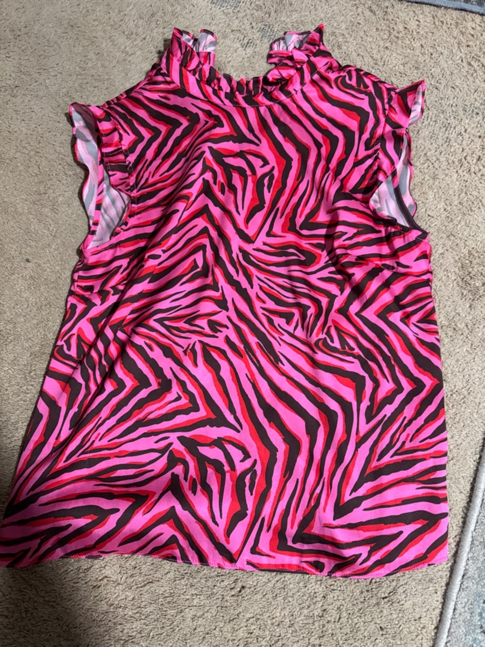 Julie Brown Vibrant Pink Zebra Print Ruffle Sleeve Top